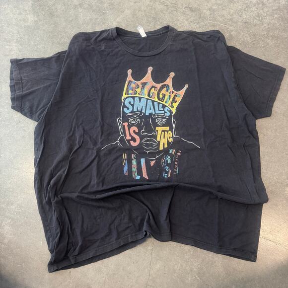Vintage Y2K Biggie Smalls Rap King Graphic Artist Black Tee Men XXL - Picture 1 of 5